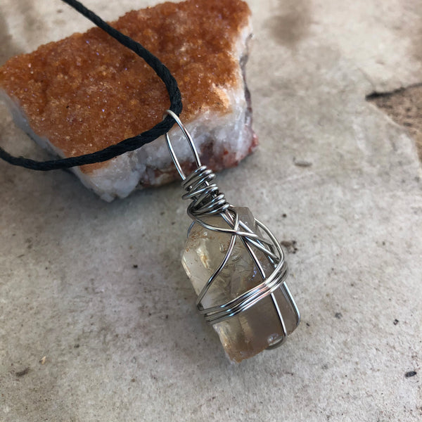 Natural Citrine Point Meditation Necklace (Large)