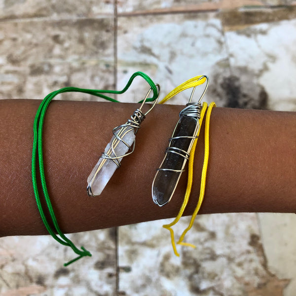 Clear Quartz + Green rope