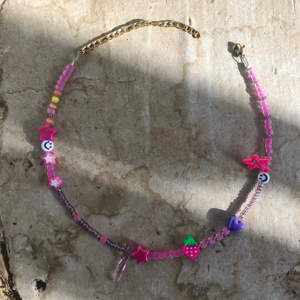 Pink Paradise Mixed☆beads Choker (Rose Quartz)