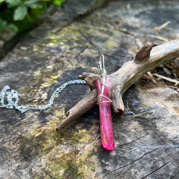 Pink Aura Quartz Necklace