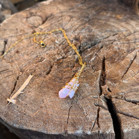 Pink Aura Quartz Necklace
