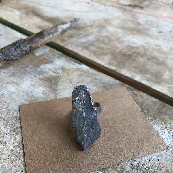Grey Aura Quartz Ring