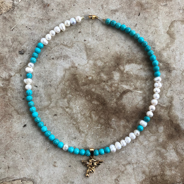 Turquoise + Guardian Angel Choker