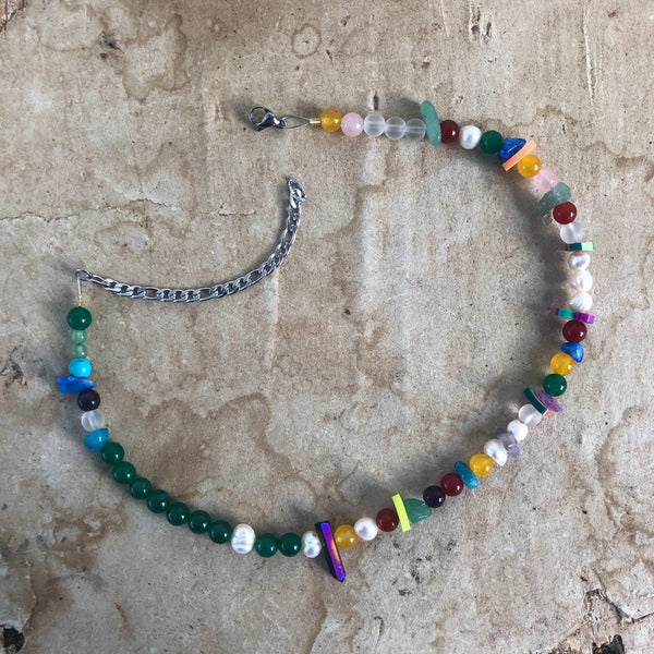 Mixed☆beads Choker (Titanium Quartz)