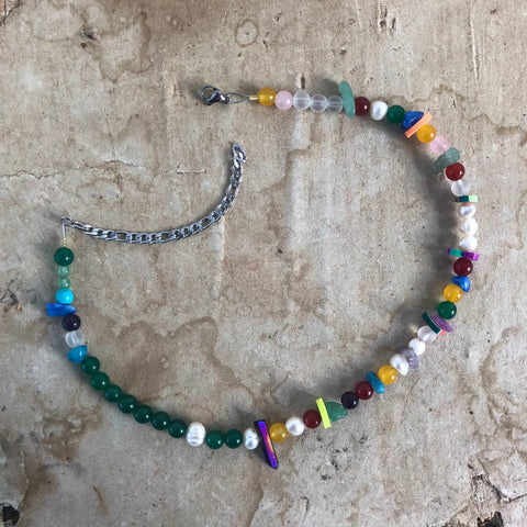 Mixed☆beads Choker (Titanium Quartz)