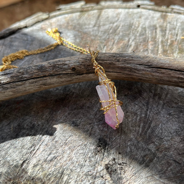 Pink Aura Quartz Necklace
