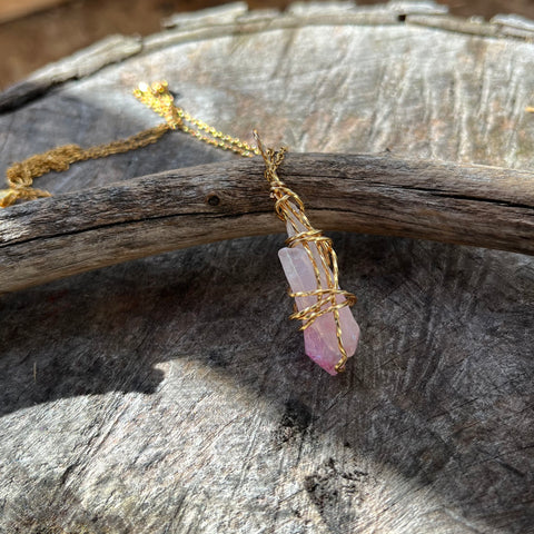 Pink Aura Quartz Necklace
