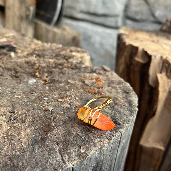Orange Quartz Ring (size 6-7)