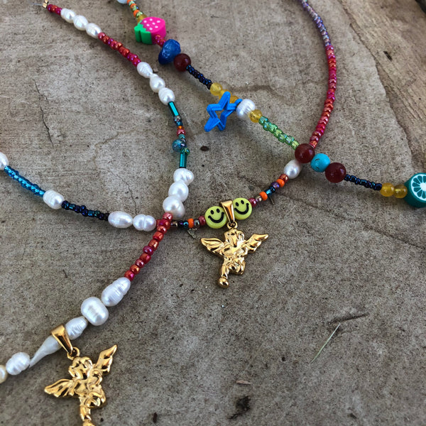 Happy Angel Mixed☆beads Choker