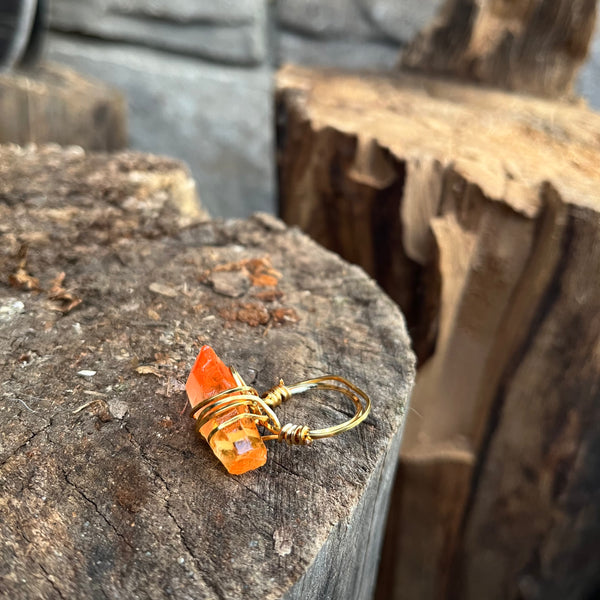 Orange Quartz Ring (size 6-7)