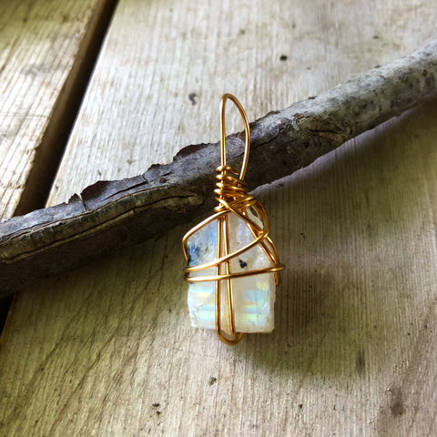 Rainbow/Blue Moonstone (with Natural Black Tourmaline Inclusions)