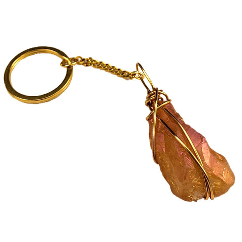 Tangerine Aura Quartz Keychain