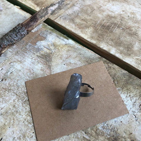 Grey Aura Quartz Ring