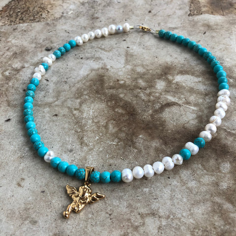 Turquoise + Guardian Angel Choker