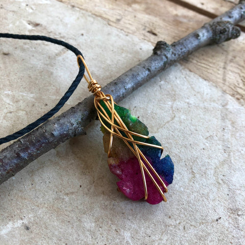 Rainbow Solar Quartz Necklace (Large)