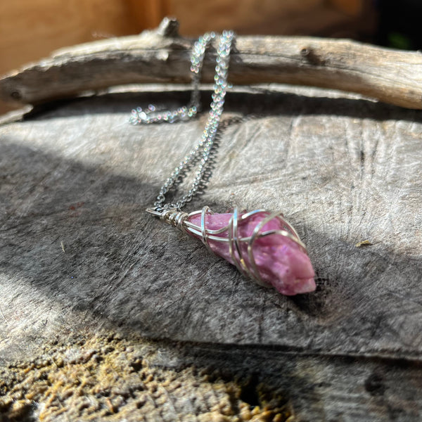 Pink Aura Quartz Necklace