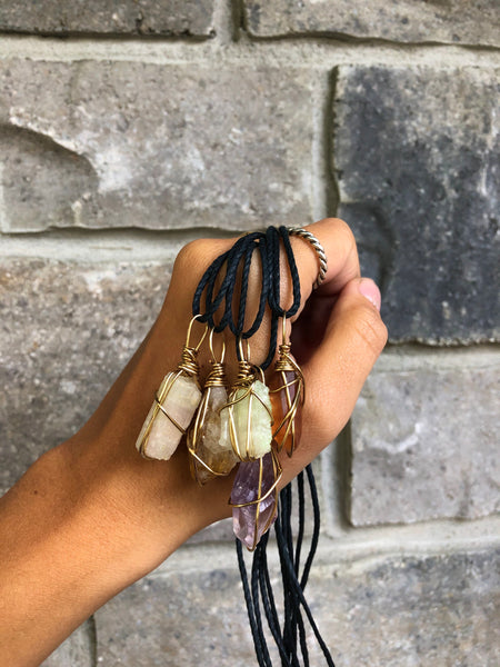 Watermelon Tourmaline + black cord